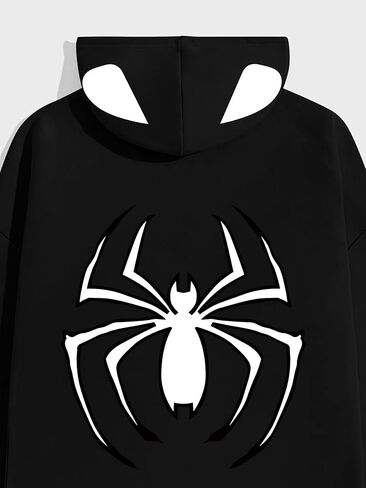 Mens Oversized Graphic Hoodies Pullover Spider Print Long Sleeve Drawstring Sweatshirt Casual Trendy Clothes in Saudi Arabia