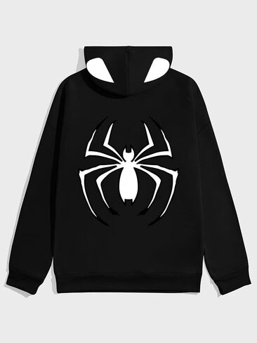Mens Oversized Graphic Hoodies Pullover Spider Print Long Sleeve Drawstring Sweatshirt Casual Trendy Clothes in Saudi Arabia