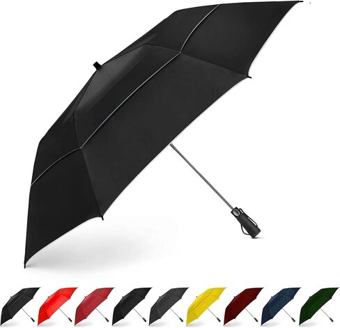 EEZ-Y Golf Umbrella - 58 Inch Windproof Rain Umbrellas w/Double Canopy - Compact, Portable & Break Resistant for Travel – Burgundy in Saudi Arabia