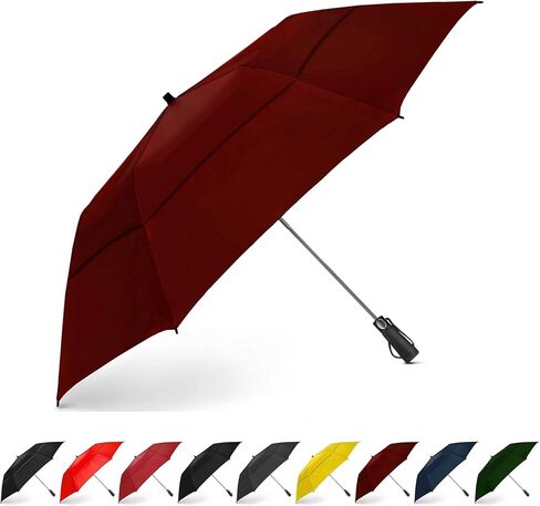 EEZ-Y Golf Umbrella - 58 Inch Windproof Rain Umbrellas w/Double Canopy - Compact, Portable & Break Resistant for Travel – Burgundy in Saudi Arabia