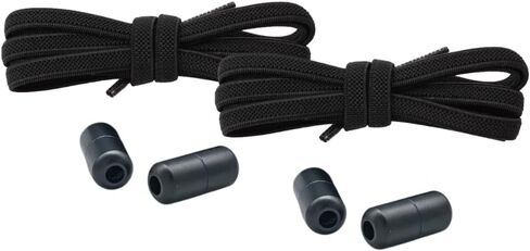 COJU Tidy Laces (قفل كبسولة) - زوجان من أربطة الأحذية المرنة بدون ربط، كبسولات ذات قفل ملتوي، أربطة مسطحة 8 مم، سهلة الارتداء للبالغين والأطفال in Saudi Arabia