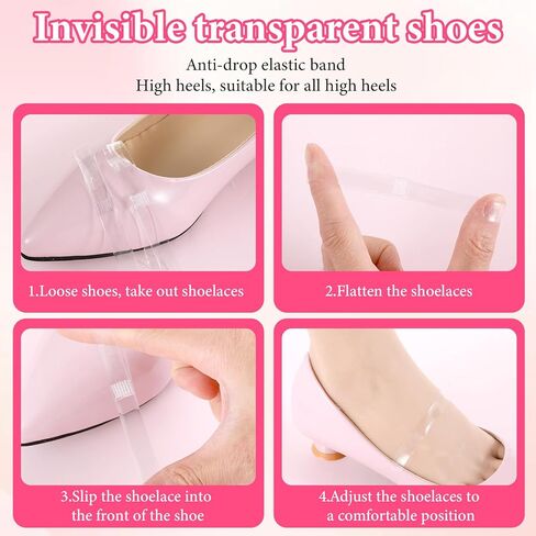 10Pairs Shoe Straps for Heels,1cm Wide Silicone Heel Straps for High Heels, Invisible Elastic Strap for Shoes, Used to Fix Loose High Heel and Prevent Them from Slipping, Transparent in Saudi Arabia