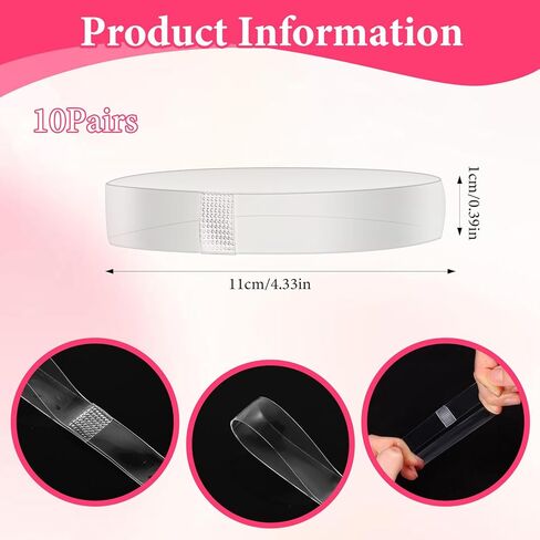10Pairs Shoe Straps for Heels,1cm Wide Silicone Heel Straps for High Heels, Invisible Elastic Strap for Shoes, Used to Fix Loose High Heel and Prevent Them from Slipping, Transparent in Saudi Arabia