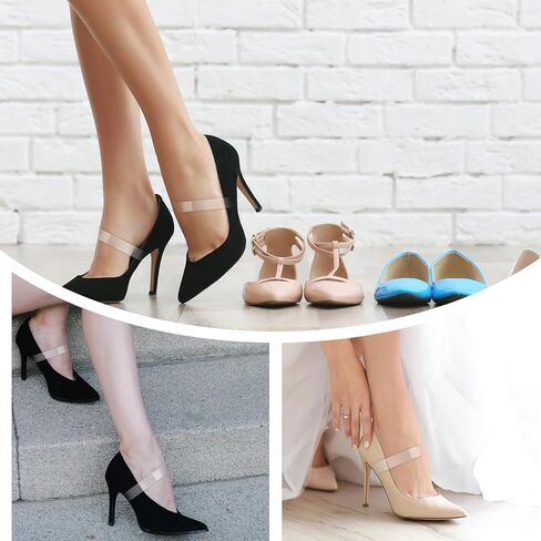 10Pairs Shoe Straps for Heels,1cm Wide Silicone Heel Straps for High Heels, Invisible Elastic Strap for Shoes, Used to Fix Loose High Heel and Prevent Them from Slipping, Transparent in Saudi Arabia
