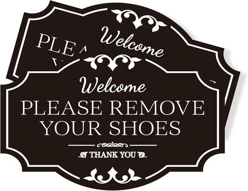2PCS Remove Your Shoes Sign, Self-Adhesive Durable No Shoes Sticker Decals, Please Take Your Shoes Off Sign, Leave Shoes for Front Door, Home, Offices（5.5" x 3.4"） in Saudi Arabia