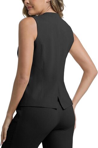 V VOCNI Suit Vest Tops for Women Waistcoat Dressy Casual Sleeveless Button Trendy Fashion Blazer Vest Top in Saudi Arabia