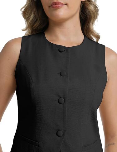 V VOCNI Suit Vest Tops for Women Waistcoat Dressy Casual Sleeveless Button Trendy Fashion Blazer Vest Top in Saudi Arabia
