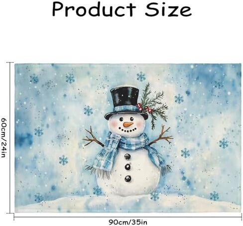 Blue Snowman Christmas Entryway Rugs 2x3 Winter Home Decor Doormat Small Non-Slip Low Pile Front Door Mat Washable Throw Rugs for Kitchen Bedroom Bathroom Xmas Holiday Decor in Saudi Arabia