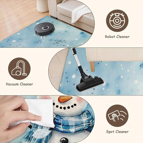Blue Snowman Christmas Entryway Rugs 2x3 Winter Home Decor Doormat Small Non-Slip Low Pile Front Door Mat Washable Throw Rugs for Kitchen Bedroom Bathroom Xmas Holiday Decor in Saudi Arabia