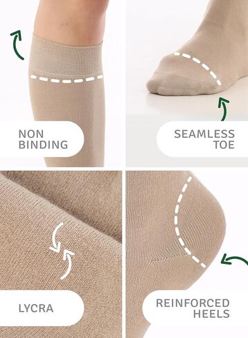 Women's Cotton Knee High Socks, Long Tube Dress Socks | Soft, Lightweight & Stretchy | Shoe Size: 5-8/8-11, 3 Pairs in Saudi Arabia