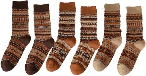 Crew Socks for Women Vintage Fall Thick Ankle Socks Knit Warm Soft Boot Long Sock Cotton Breathable Stocking 3 Pack in Saudi Arabia