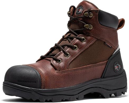 حذاء ROCKROOSTER Daviston الرجالي ذو المقدمة المركبة مقاوم للماء (HYDROGUARD) عرض واسع بني مزيت جلد محبب بالكامل AT872 in Saudi Arabia