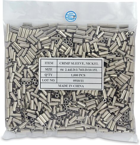 Wire & Cable Specialties Surflon Size 2-3 - 1000-Piece Picture Wire Crimping Sleeves, Bright Stainless PCS-23N-1000 in Saudi Arabia