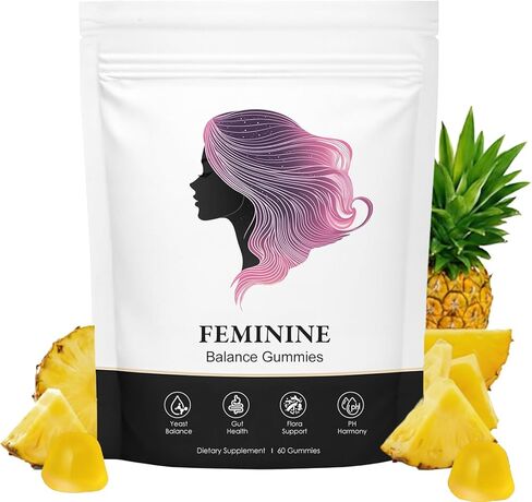 Nuora Feminine Balance Gummies, Premium Feminine Balance Gummies, Vegan Hawaiian Pineapple, Vaginal Health Support, Gluten-Free, 60 Gummies (1) in Saudi Arabia