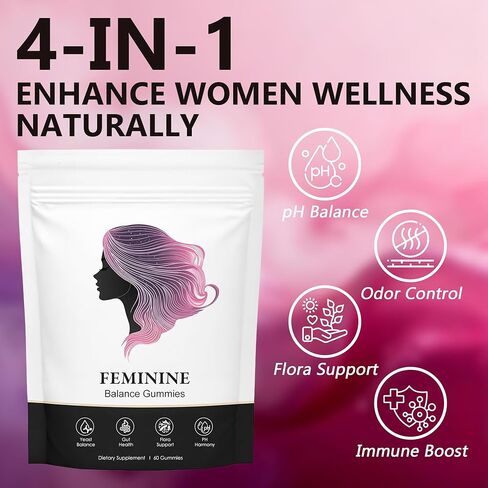 Nuora Feminine Balance Gummies, Premium Feminine Balance Gummies, Vegan Hawaiian Pineapple, Vaginal Health Support, Gluten-Free, 60 Gummies (1) in Saudi Arabia