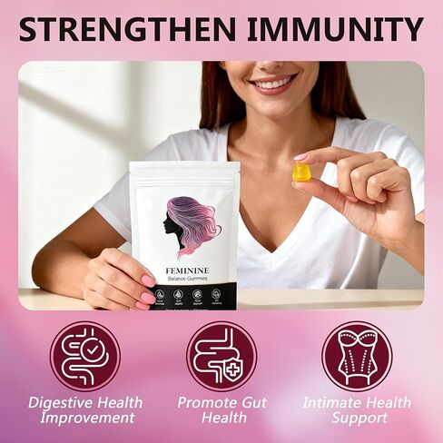 Nuora Feminine Balance Gummies, Premium Feminine Balance Gummies, Vegan Hawaiian Pineapple, Vaginal Health Support, Gluten-Free, 60 Gummies (1) in Saudi Arabia