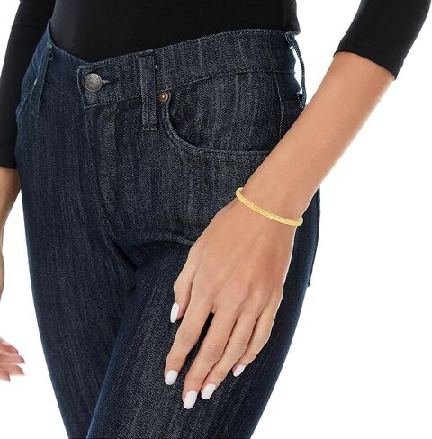 Floreo 10k Yellow Gold 4mm Diamond Cut Satin Finish Textured Flex Bangle Bracelet in Saudi Arabia