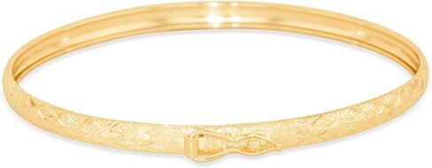 Floreo 10k Yellow Gold 4mm Diamond Cut Satin Finish Textured Flex Bangle Bracelet in Saudi Arabia