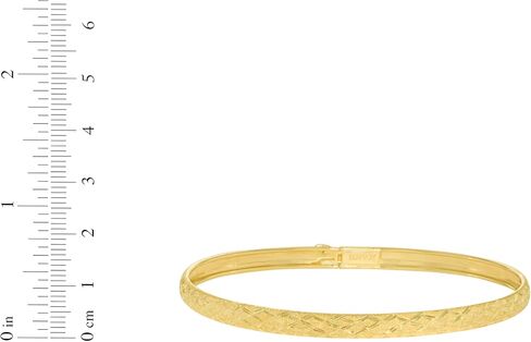 Floreo 10k Yellow Gold 4mm Diamond Cut Satin Finish Textured Flex Bangle Bracelet in Saudi Arabia