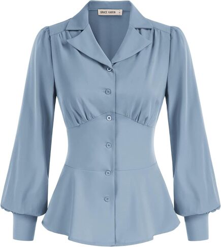 GRACE KARIN Button Down Shirts for Women Fall Peplum Tops Long Sleeve Work Blouse Collared Shirt Dressy Top in Saudi Arabia