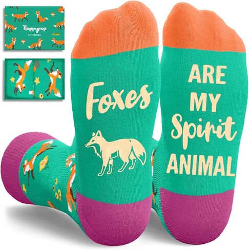 أفكار هدايا حيوانات HAPPYPOP Spirit - جوارب مضحكة للجنسين لمحبي السناجب والراكون والثعلب in Kuwait