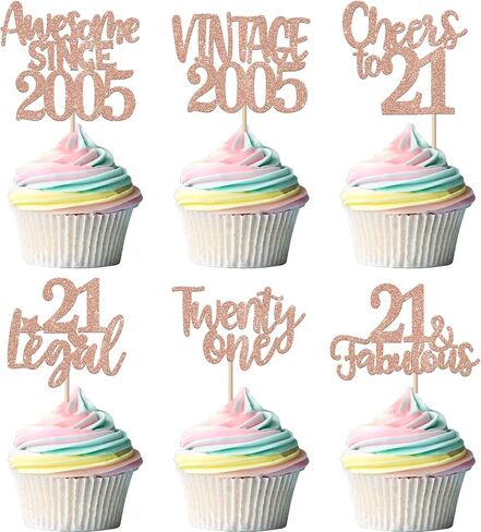Rsstarxi 24 Pack Sweet 16th Cupcake Toppers Glitter Sixteen 16 Fabulous Vintage 2009 Cupcake Picks for Cheers to 16th Birthday Wedding Anniversary Party Cake Decorations Pink in Kuwait