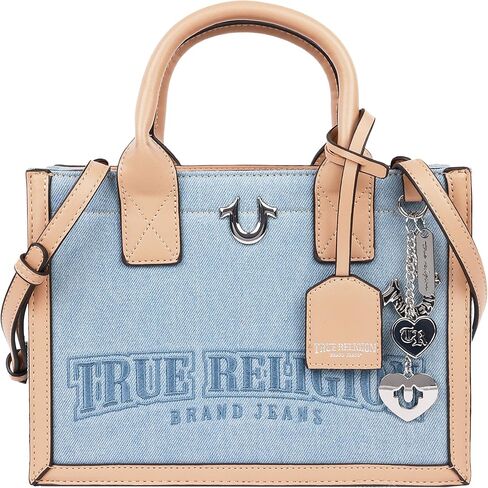 True Religion Tote Bag, Women's Bombe Logo Travel Purse Handbag, Denim in Saudi Arabia