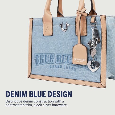 True Religion Tote Bag, Women's Bombe Logo Travel Purse Handbag, Denim in Saudi Arabia