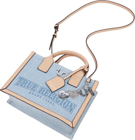 True Religion Tote Bag, Women's Bombe Logo Travel Purse Handbag, Denim in Saudi Arabia