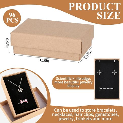 fupmilphranx 96 حزمة صناديق هدايا المجوهرات مع الأغطية، صناديق تغليف المجوهرات الصغيرة كرافت مع إدراج رغوة للقلائد والأقراط والأساور، وصناديق تخزين المجوهرات من الورق المقوى السائبة للشركات الصغيرة in Kuwait
