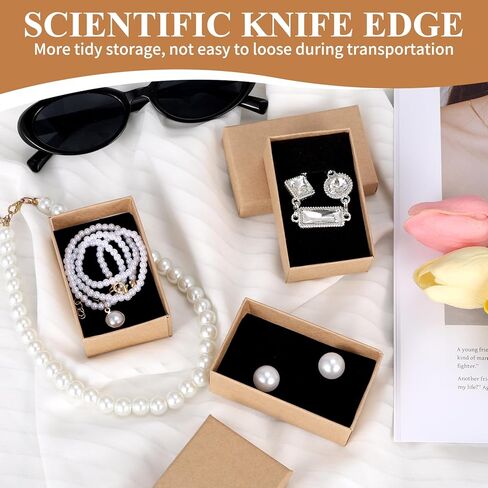 fupmilphranx 96 حزمة صناديق هدايا المجوهرات مع الأغطية، صناديق تغليف المجوهرات الصغيرة كرافت مع إدراج رغوة للقلائد والأقراط والأساور، وصناديق تخزين المجوهرات من الورق المقوى السائبة للشركات الصغيرة in Kuwait