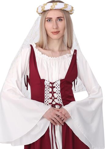 Renaissance Padded Roll Hat with Veil Hair Accessory Medieval Headdress Headpiece in Saudi Arabia