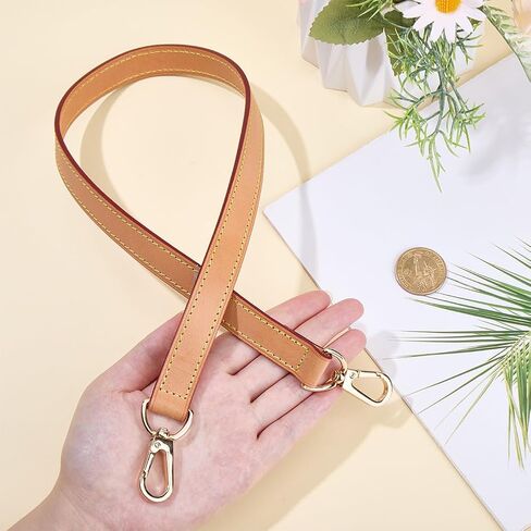 24.6 Inch Genuine Vachetta Leather Bag Strap Replacement Light Brown Leather Purse Handle 0.7 Inch Shoulder Handbag Strap with Golden Buckles for Women Multi Pochette Montaigne Accessories in Saudi Arabia