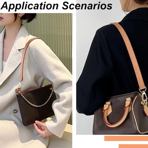 24.6 Inch Genuine Vachetta Leather Bag Strap Replacement Light Brown Leather Purse Handle 0.7 Inch Shoulder Handbag Strap with Golden Buckles for Women Multi Pochette Montaigne Accessories in Saudi Arabia