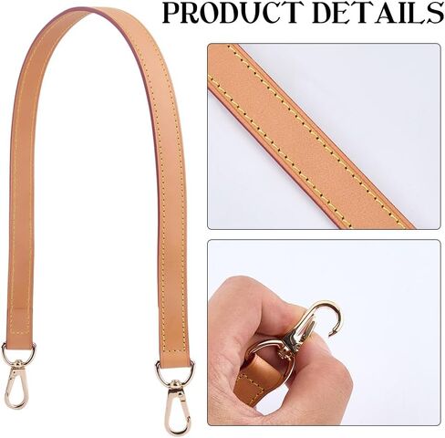24.6 Inch Genuine Vachetta Leather Bag Strap Replacement Light Brown Leather Purse Handle 0.7 Inch Shoulder Handbag Strap with Golden Buckles for Women Multi Pochette Montaigne Accessories in Saudi Arabia