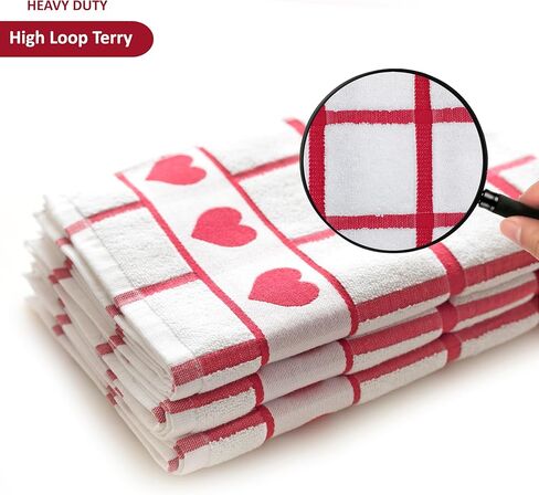 Valentines Kitchen Towels 100 Percent Cotton - 425GSM - Set of 3 – Super Absorbent Dish Towels – Red Valentines Hand Towels – Valentines Day Kitchen Towels – Valentines Day Decorations – 16x24 inches in Saudi Arabia