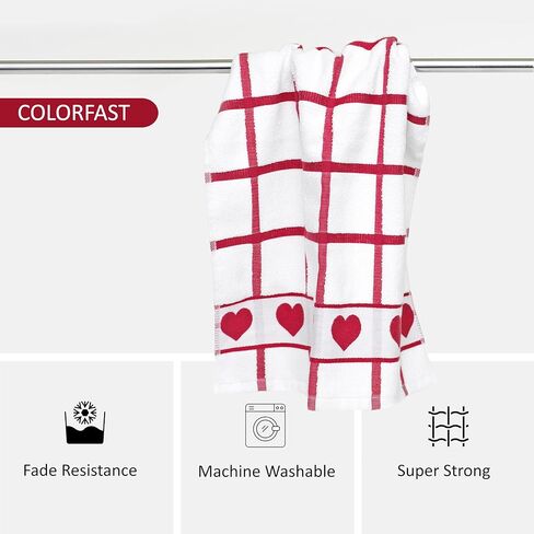 Valentines Kitchen Towels 100 Percent Cotton - 425GSM - Set of 3 – Super Absorbent Dish Towels – Red Valentines Hand Towels – Valentines Day Kitchen Towels – Valentines Day Decorations – 16x24 inches in Saudi Arabia