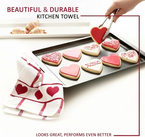 Valentines Kitchen Towels 100 Percent Cotton - 425GSM - Set of 3 – Super Absorbent Dish Towels – Red Valentines Hand Towels – Valentines Day Kitchen Towels – Valentines Day Decorations – 16x24 inches in Saudi Arabia