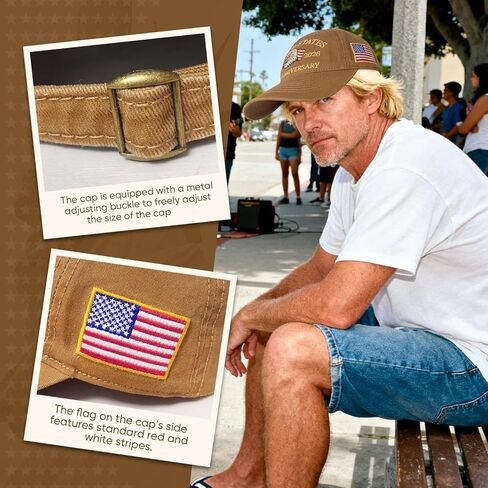 قبعة الذكرى السنوية الأمريكية الـ 250، قبعة بيسبول أمريكية قابلة للتعديل للرجال والنساء، قبعة تراثية مطرزة بالنسر التذكاري كاكي in Kuwait