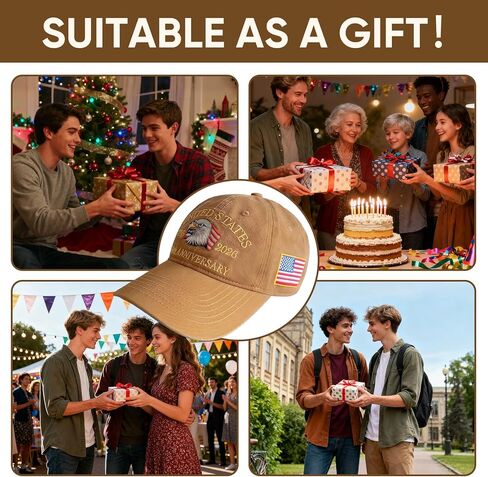 قبعة الذكرى السنوية الأمريكية الـ 250، قبعة بيسبول أمريكية قابلة للتعديل للرجال والنساء، قبعة تراثية مطرزة بالنسر التذكاري كاكي in Kuwait