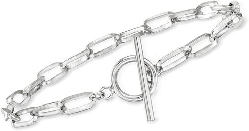 Ross-Simons Sterling Silver Paper Clip Link Toggle Bracelet in Saudi Arabia
