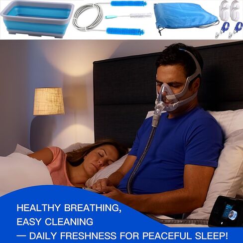 مجموعة تنظيف CPAP الكاملة، فرش تنظيف أنبوبية بطول 6.5 قدم متوافقة مع خرطوم 15 مم و20 مم، لوازم تنظيف لخرطوم CPAP وقناع مع حوض غسيل قابل للطي، وشماعات ومشابك الخراطيم in Kuwait