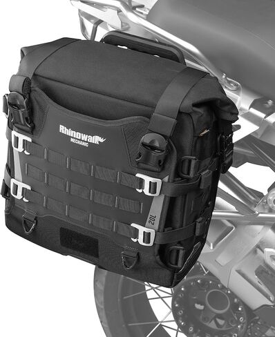 Rhinowalk Motorcycle Saddlebags Waterproof Tail Bag Luggage Bags Quick Release Side Bags 35L~45L Expandable with Molle System, Reflective Safety, Black (1pc) in Kuwait