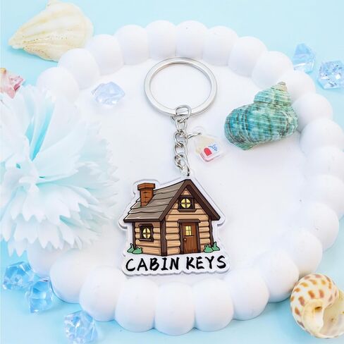 Cabin Key Keychain Acrylic keychain for Rustic House New Home Gift for Men Women, Homeowners Housewarming Cottage County Keychains in Saudi Arabia