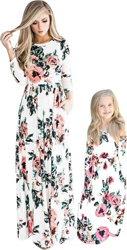 BOFETA Family Matching Dress Holiday Summer Printed Dress Floral Beach Cute Long Dress in Saudi Arabia