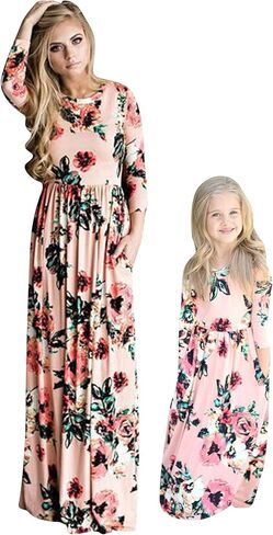 BOFETA Family Matching Dress Holiday Summer Printed Dress Floral Beach Cute Long Dress in Saudi Arabia
