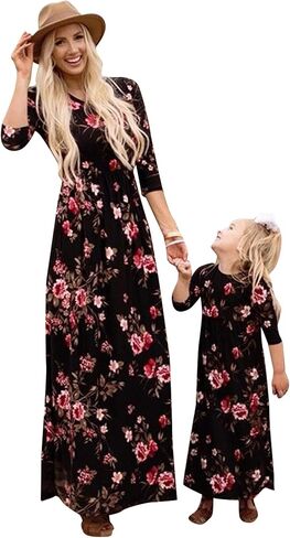 BOFETA Family Matching Dress Holiday Summer Printed Dress Floral Beach Cute Long Dress in Saudi Arabia