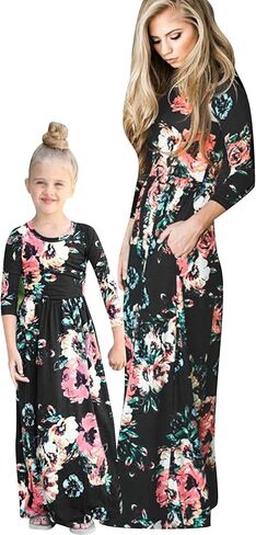 BOFETA Family Matching Dress Holiday Summer Printed Dress Floral Beach Cute Long Dress in Saudi Arabia