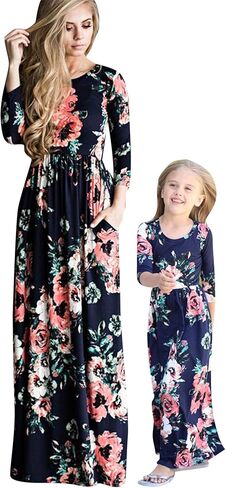 BOFETA Family Matching Dress Holiday Summer Printed Dress Floral Beach Cute Long Dress in Saudi Arabia