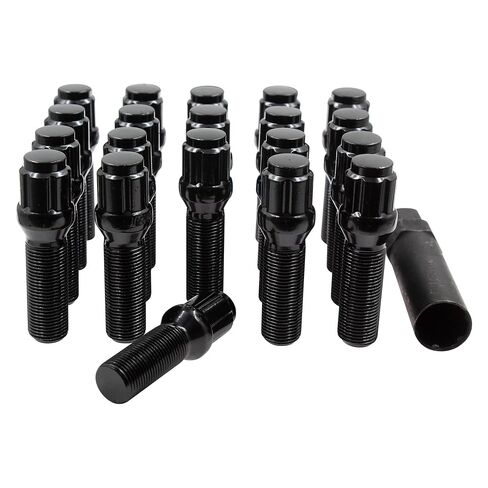 مجموعة أجزاء إكسسوارات العجلات مكونة من 20 مقعد كروي M15x1.25 أسود مع سداسي 17 مم، وطول خيط 28 مم لعجلات ما بعد البيع - يناسب 2019-2021 Mercedes GLE350، GLE450، GLE580 in Kuwait